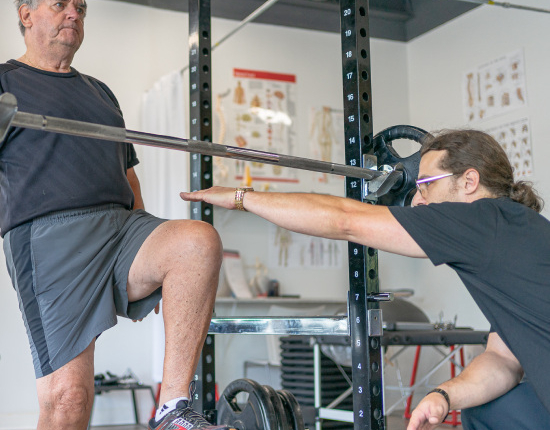 Balance training and testing knee height lift